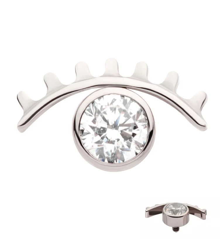 Evil Eye Clear CZ Internally Threaded Titanium Top