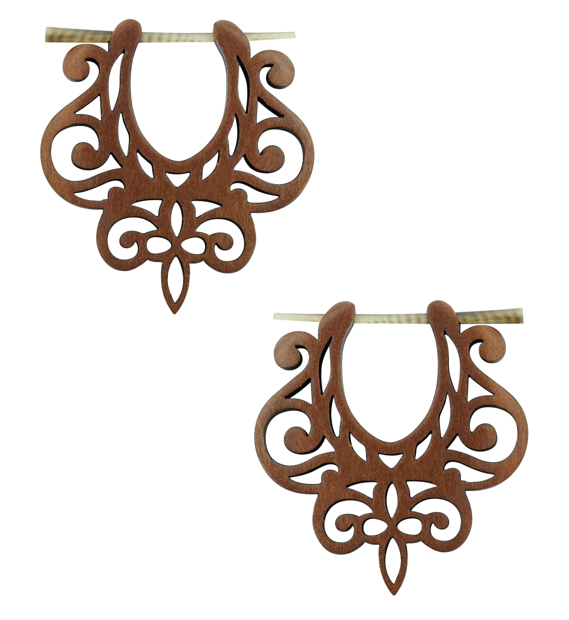 Filigree Hoop Wood Earrings