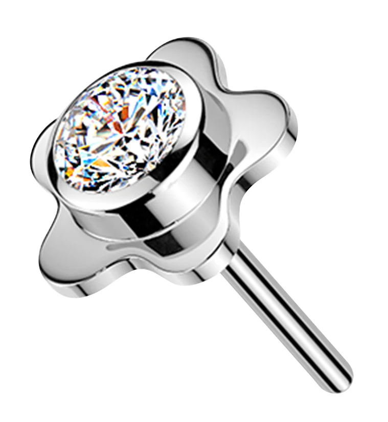 Floral Pop Clear CZ Titanium Threadless Top