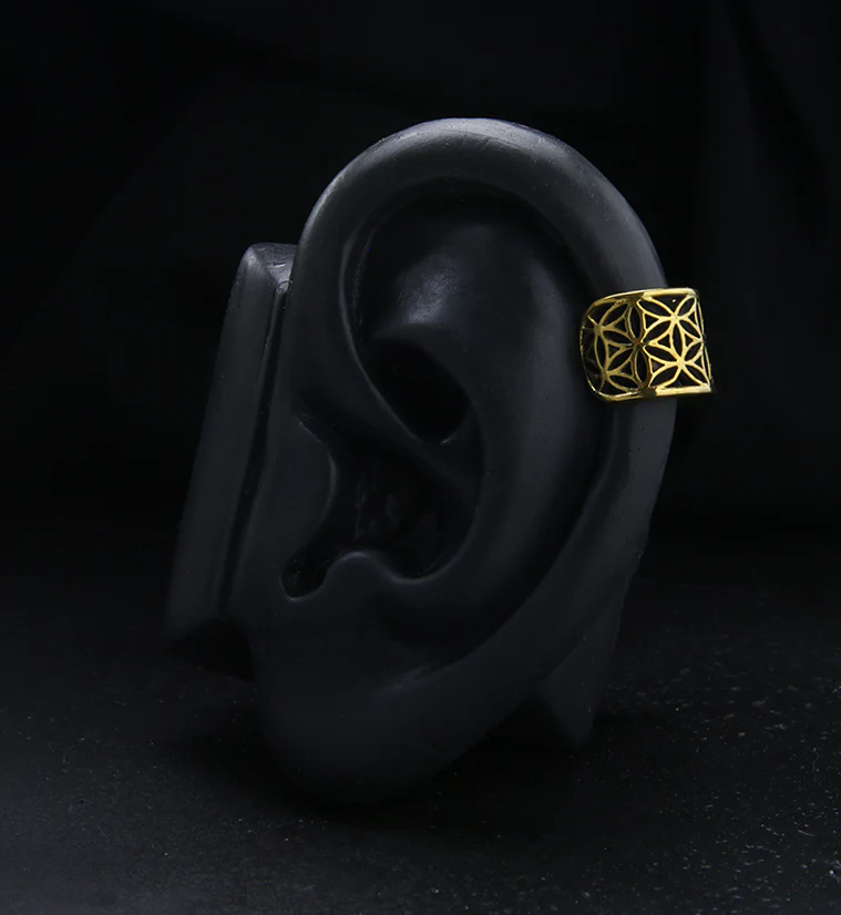 Flower Brass Ear Cuff