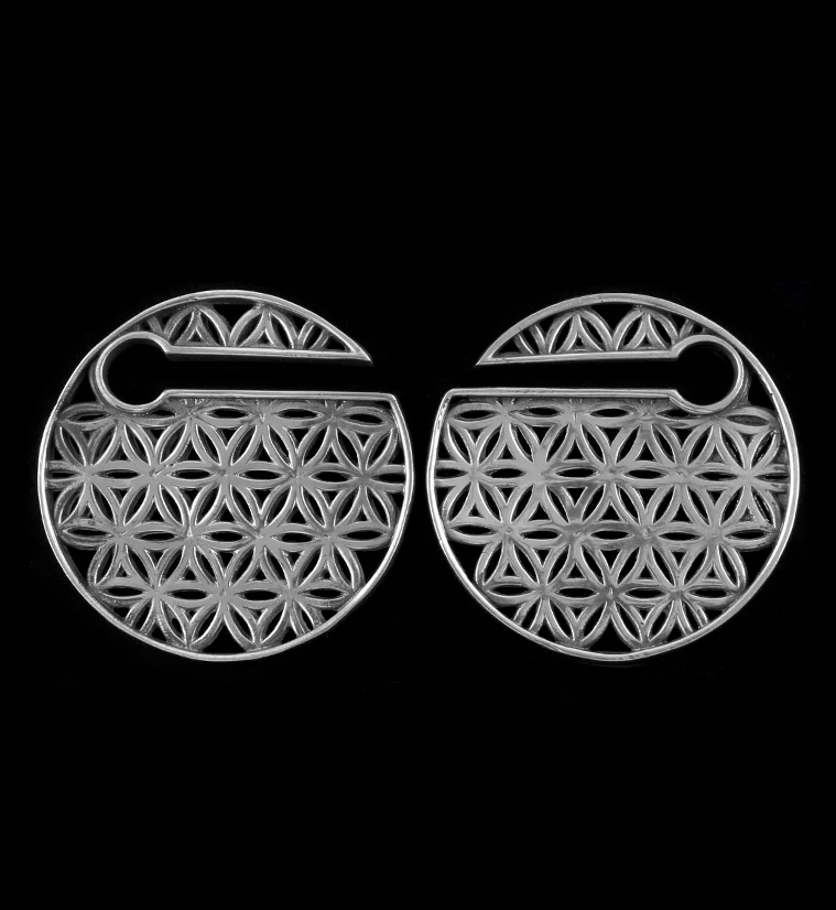 Flower of Life Disk Silver Ear Weights - Image 6