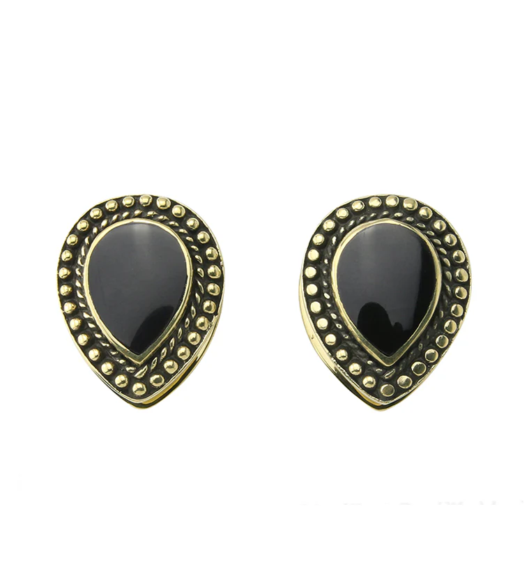 Gild Teardrop Black Resin Brass Ear Weights - Image 2