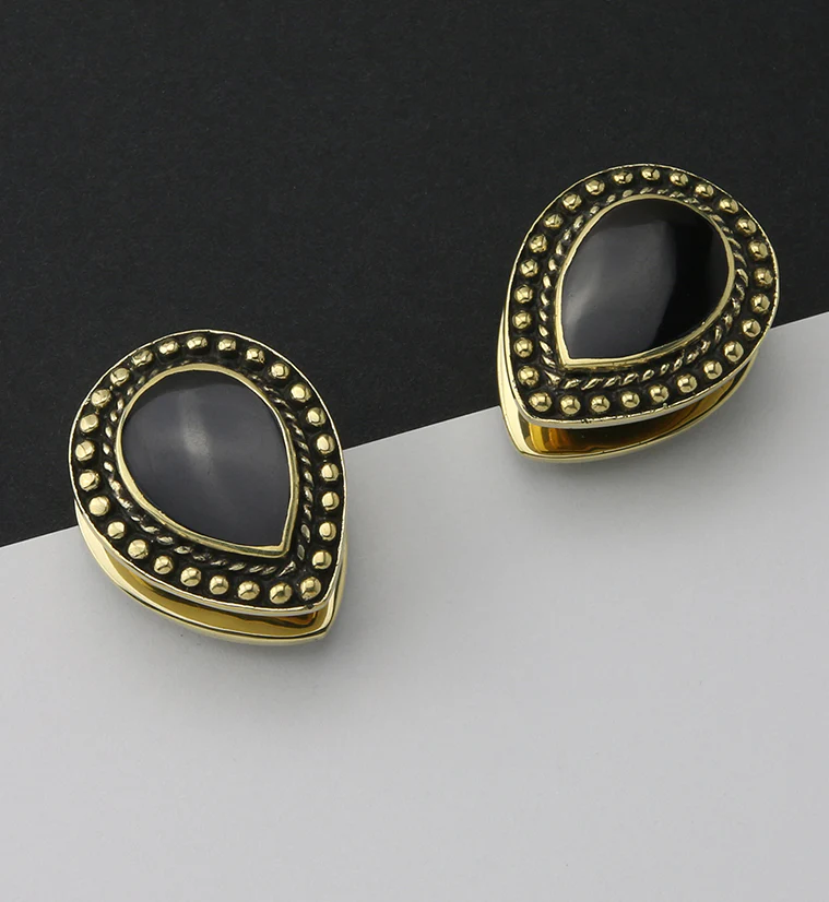 Gild Teardrop Black Resin Brass Ear Weights - Image 3