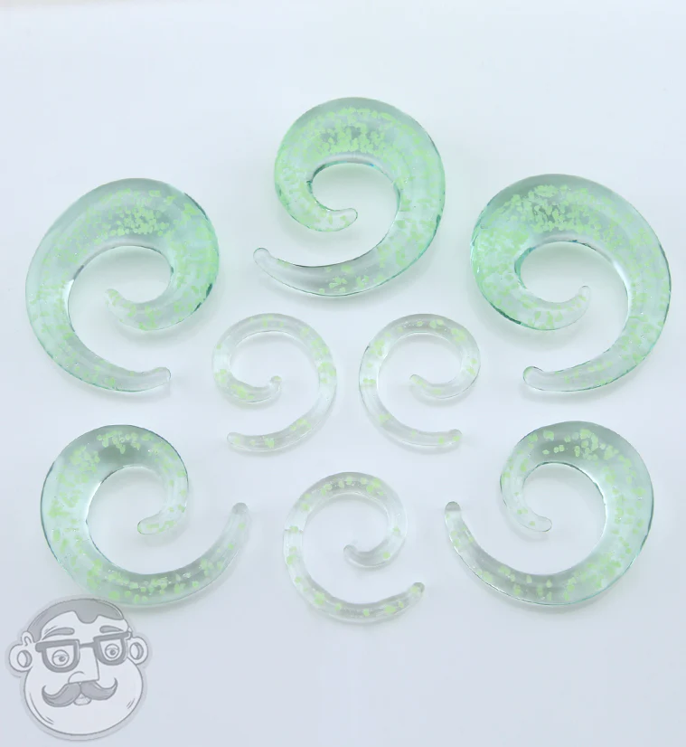 Glow In The Dark Glass Spiral Plugs - Image 2