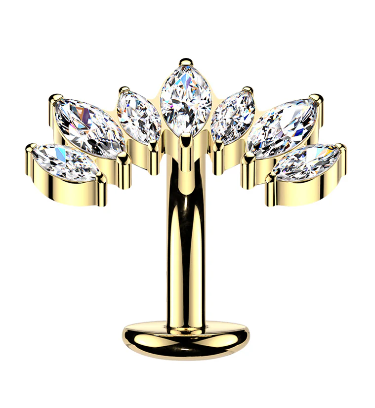 Gold PVD Anadem CZ Titanium Threadless Floating Belly Button Ring