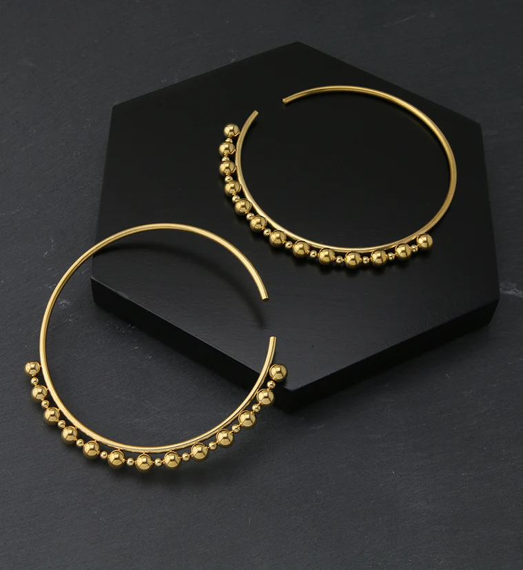 Gold PVD Beaded Hoop Stainless Steel Hangers - Image 3