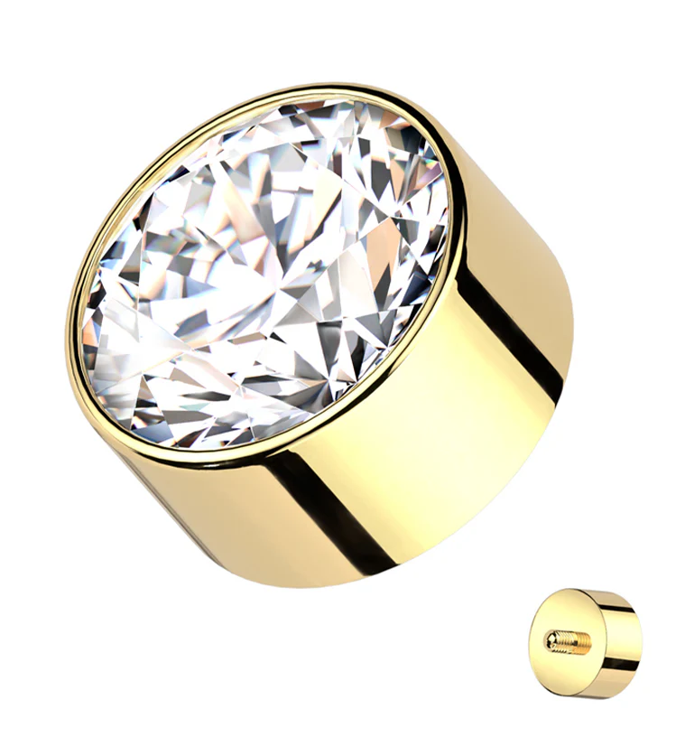 Gold PVD Bezel Clear CZ Internally Threaded Top