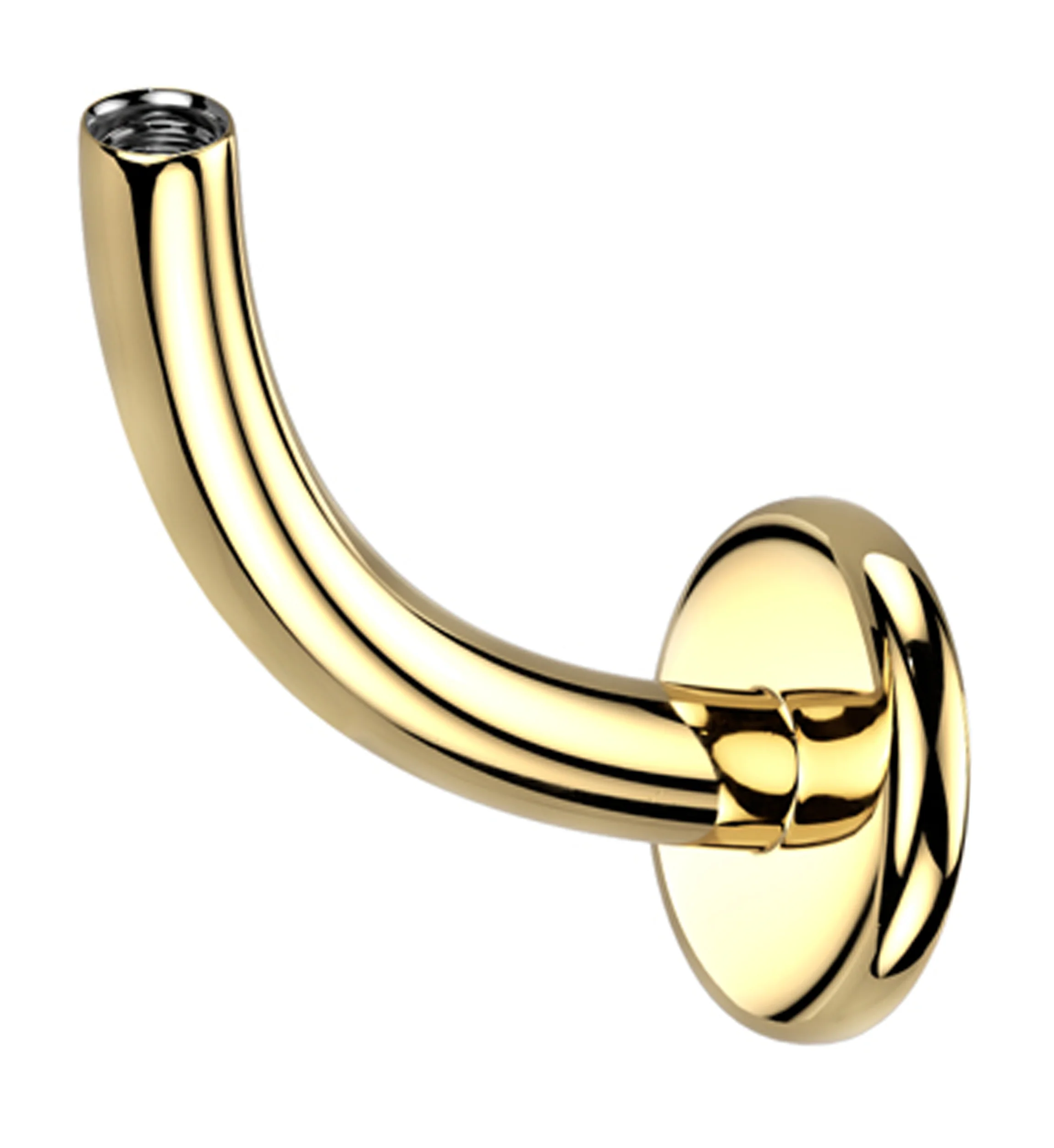 Gold PVD Curved Internally Threaded Titanium Flat Back Barbell (Post Only)
