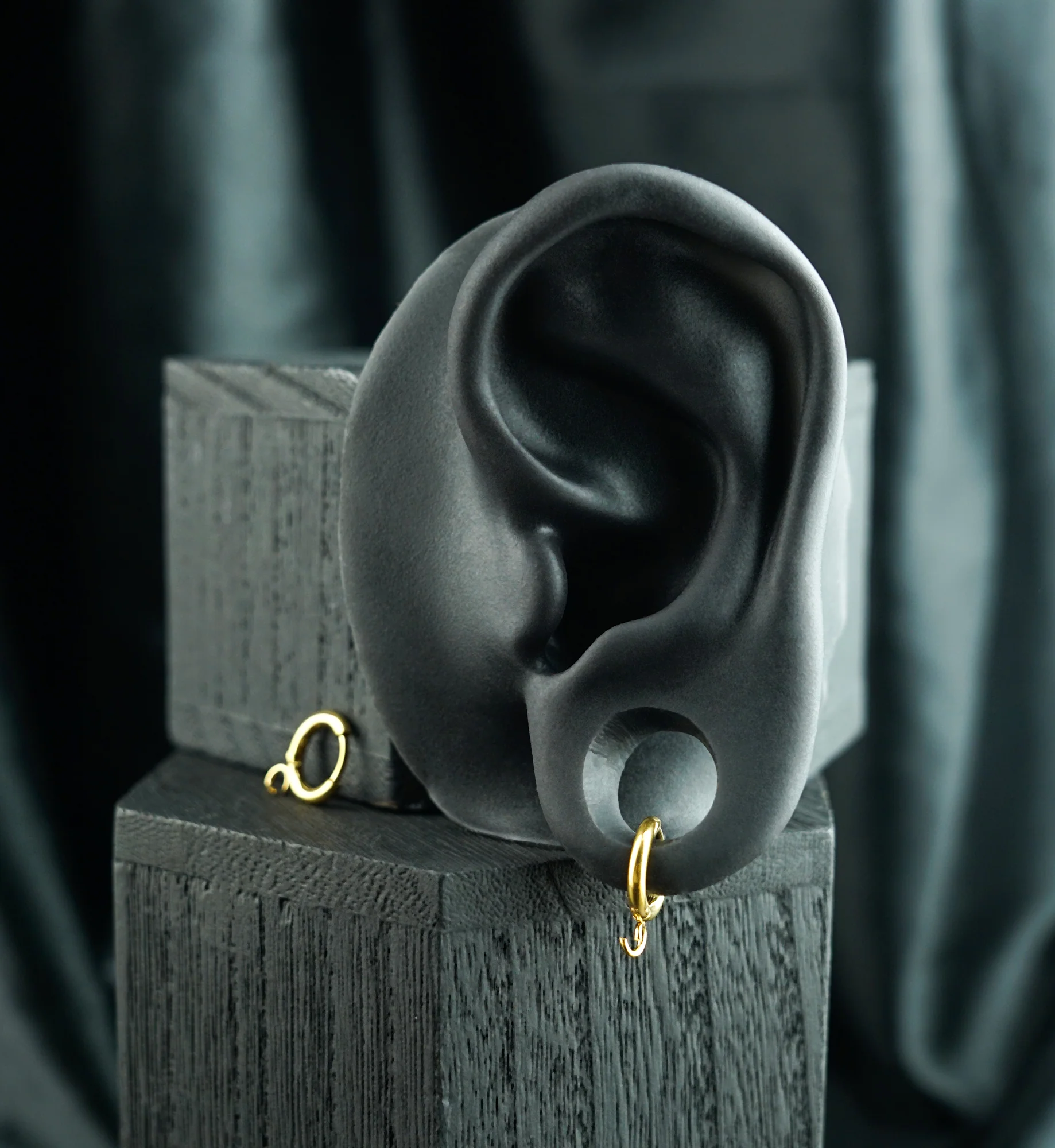 Gold PVD Custom Stainless Steel Hinged Hoop Huggie Earrings - Image 2
