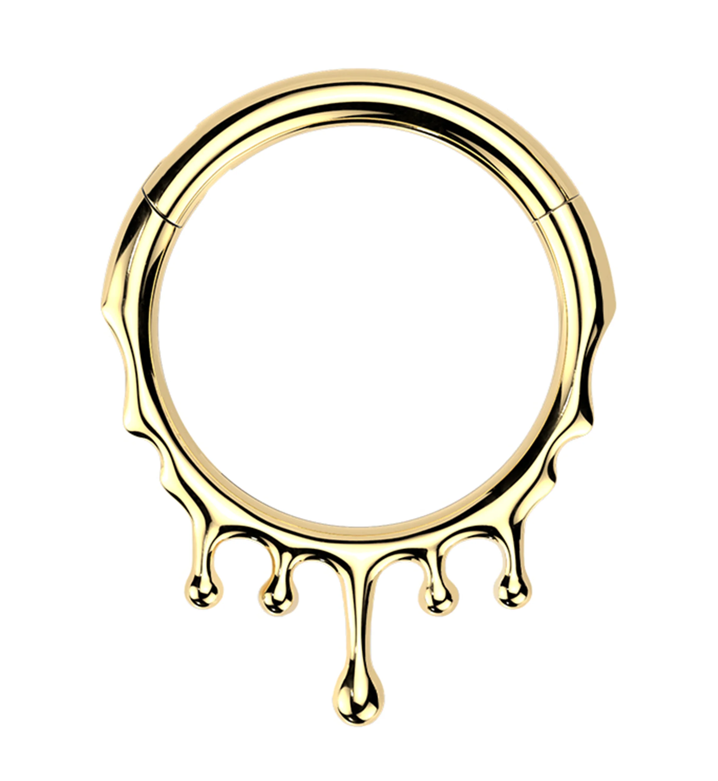Gold PVD Drip Titanium Hinged Segment Ring