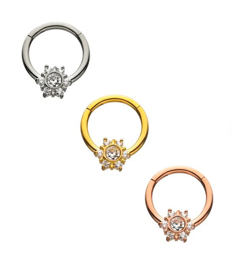 Gold PVD Focal CZ Hinged Segment Ring - Image 2