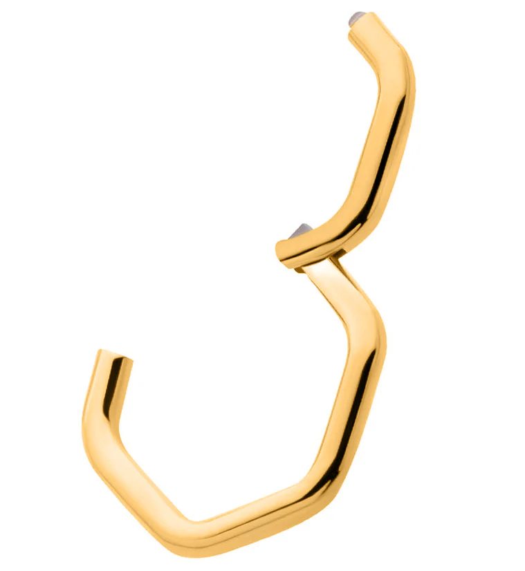 Gold PVD Hex Stainless Steel Hinged Segment Ring - Image 3