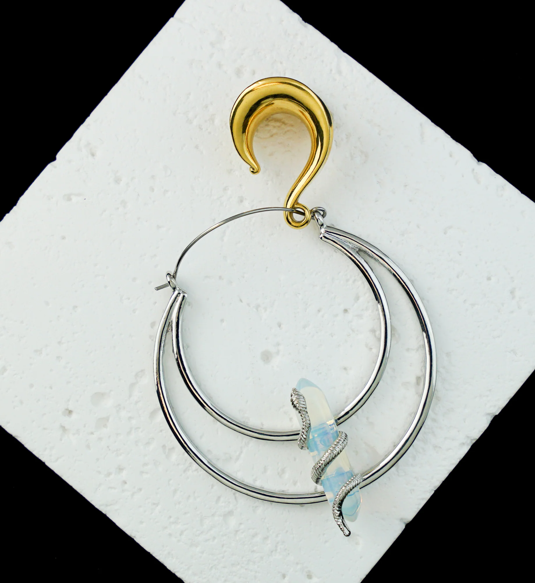 Gold PVD Hook Hanger Stainless Steel Ear Weights - Image 4