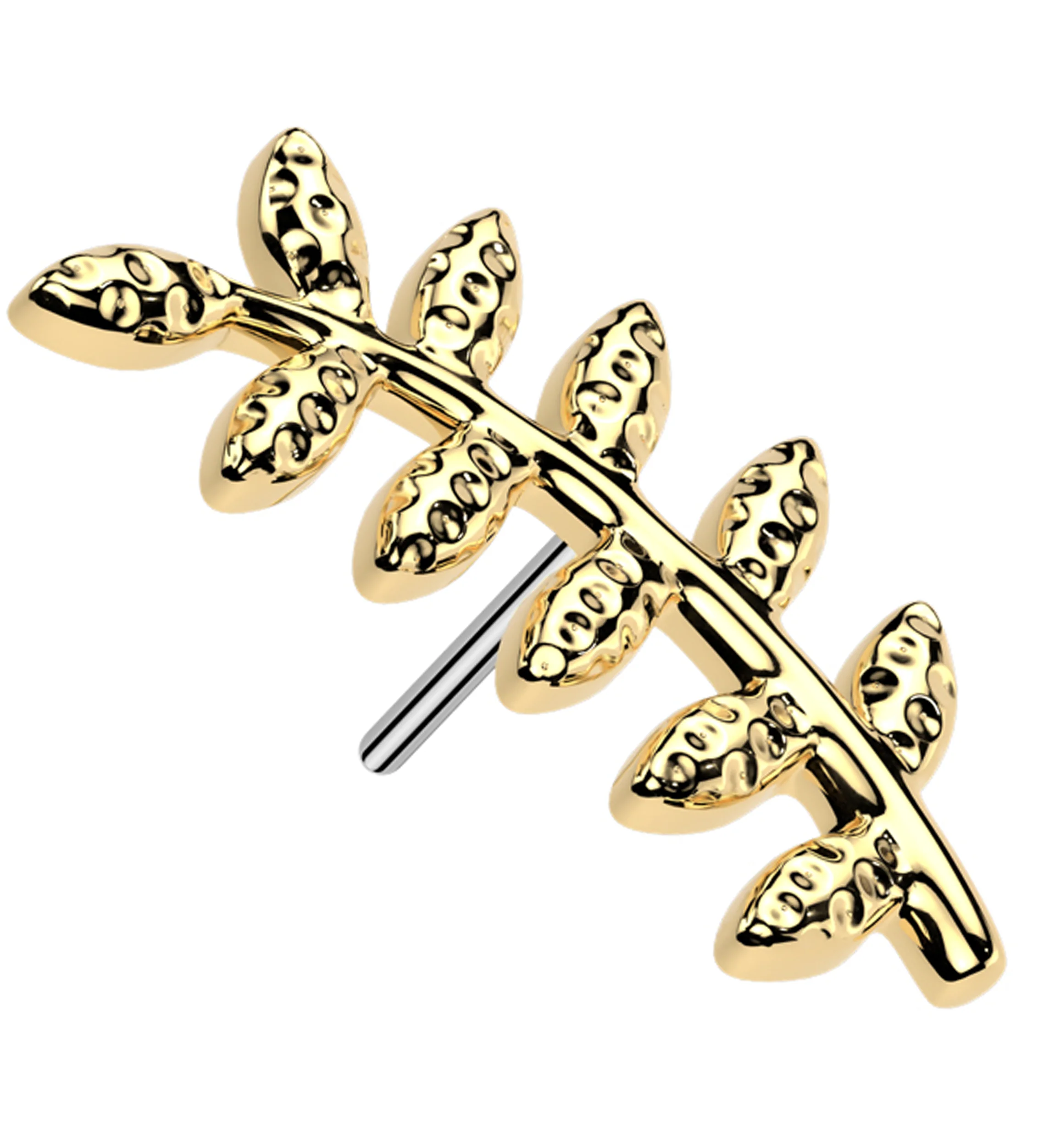 Gold PVD Fern Leaf Titanium Threadless Top