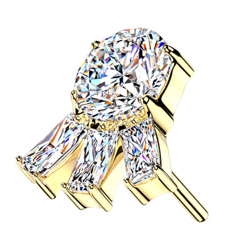Gold PVD Lunar CZ Titanium Threadless Top