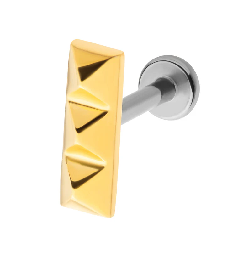 Gold PVD Polyhedra Row Stainless Steel Internally Threaded Labret