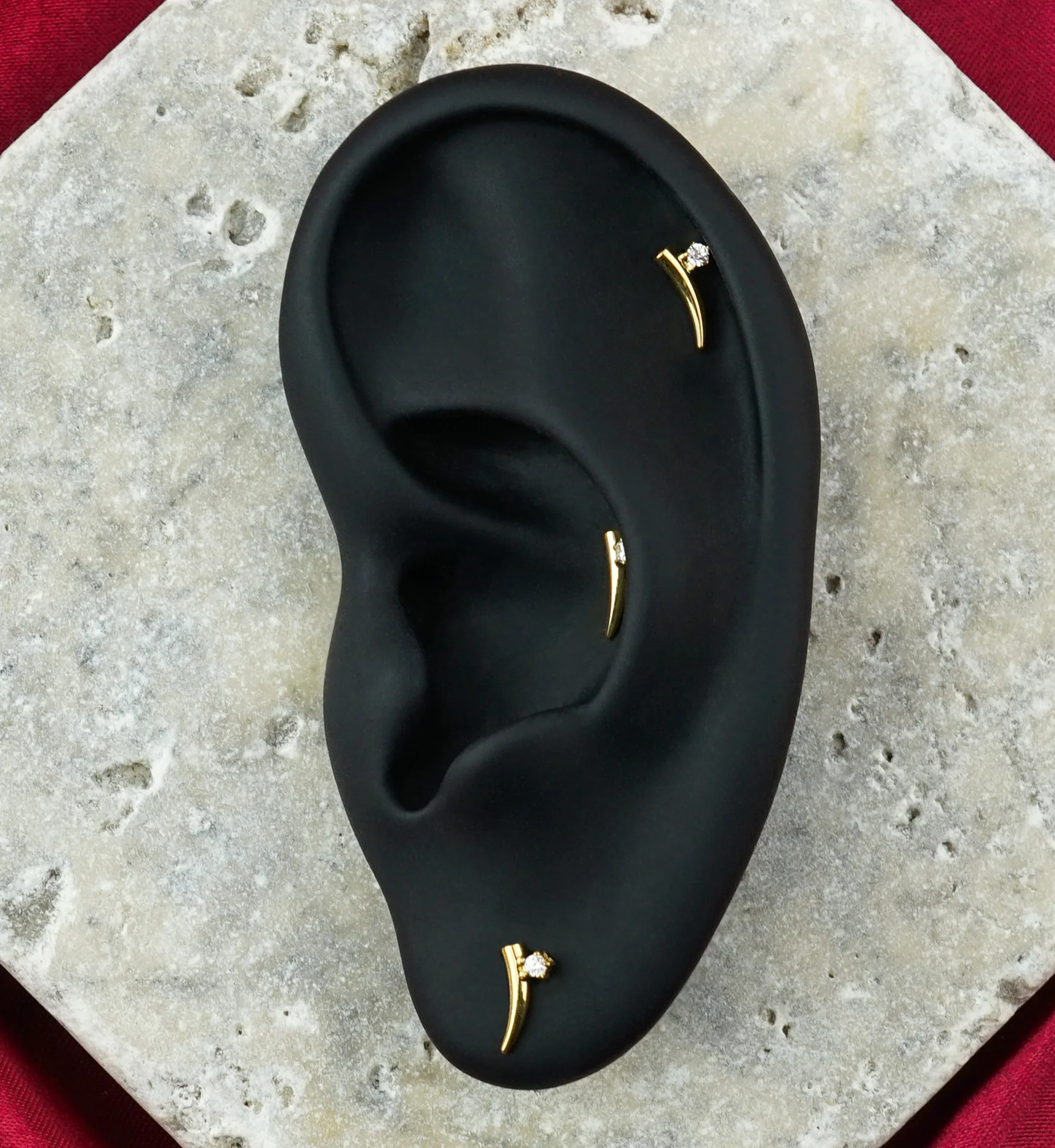 Gold PVD Slash CZ Titanium Threadless Top - Image 2