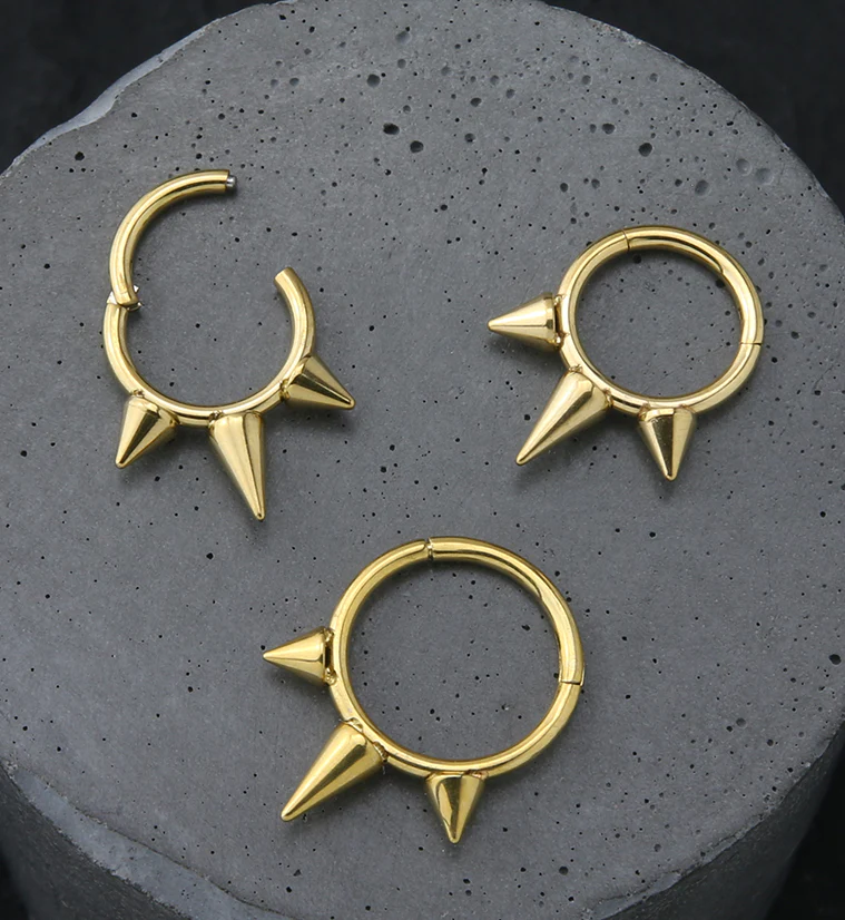 Gold PVD Spiked Hinged Segment Ring - Image 2