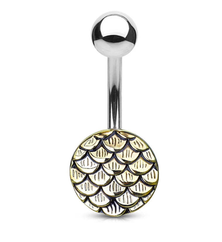 Golden Mermaid Scale Brass Belly Button Ring