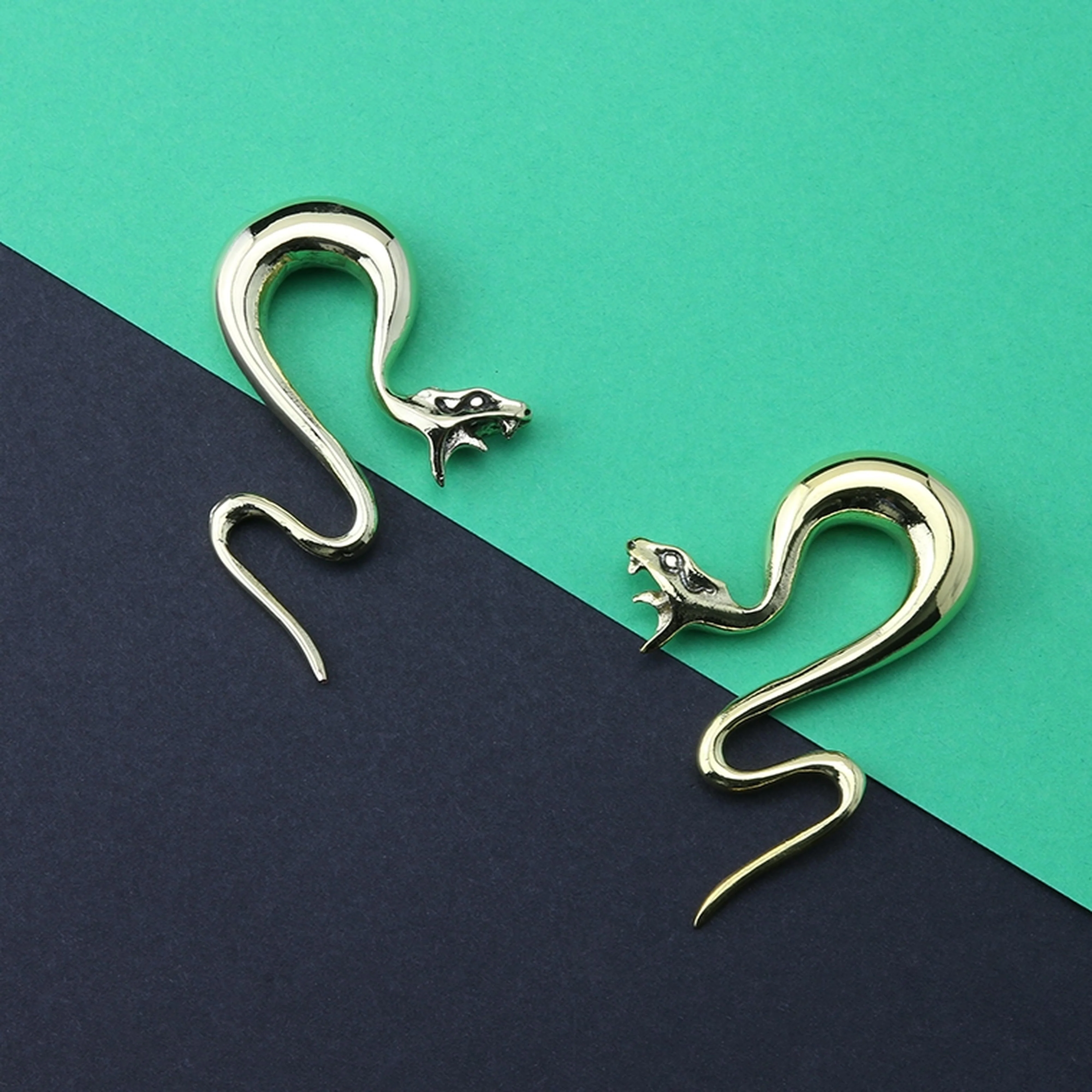 Golden Snake Brass Ear Weights - Image 2