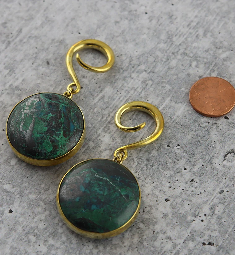 Grand Chrysocolla Stone Hanging Ear Weights - Image 3