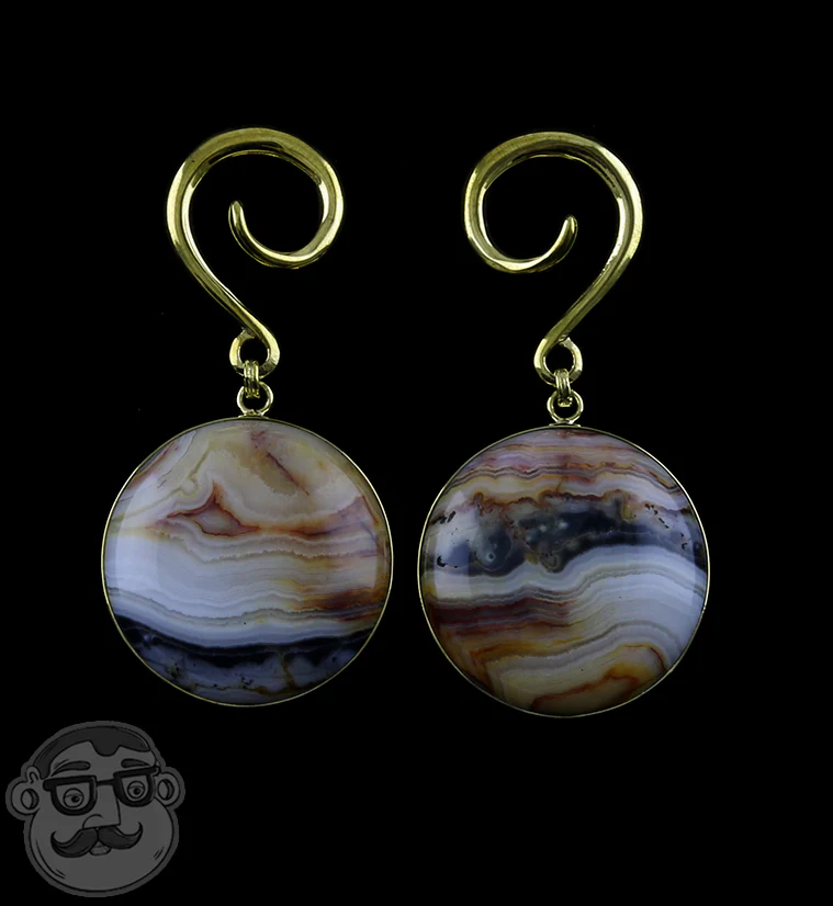Grand Crazy Lace Agate Stone Hanging Ear Weights