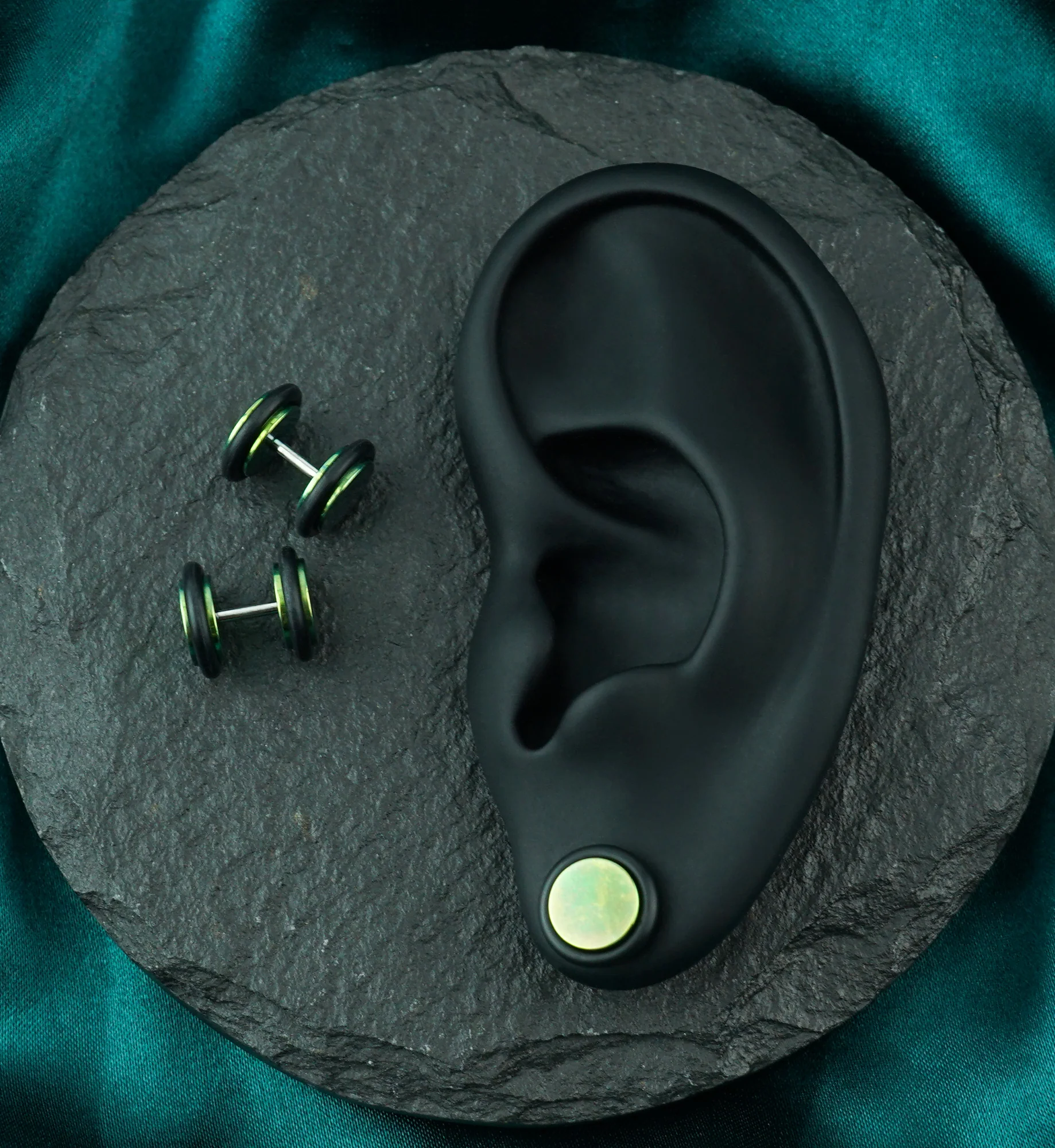 Green Stainless Steel Fake Plugs - Image 2