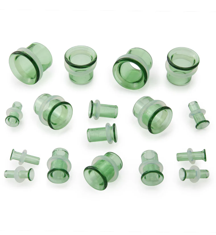 Green Glass Single Flare Tunnels - Image 2