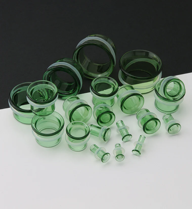 Green Glass Single Flare Tunnels - Image 3