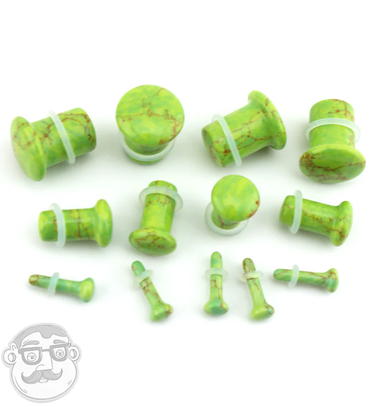 Green Howlite Stone Plugs - Single Flare - Image 3