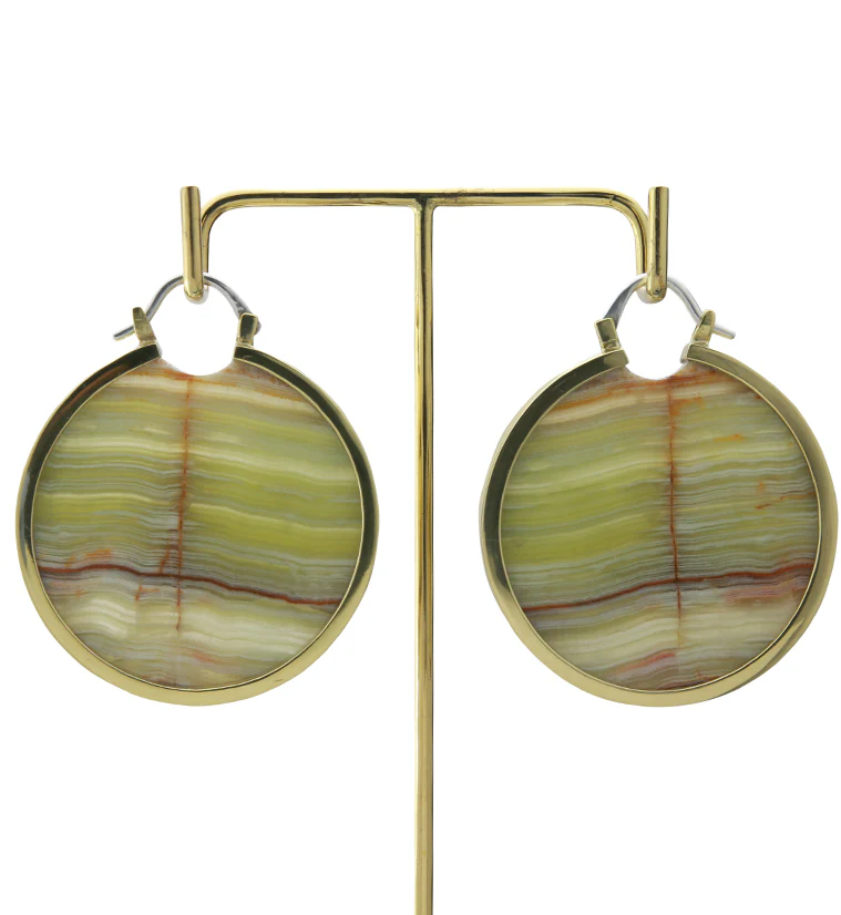 Green Onyx Stone Disc Ear Weights - Image 3