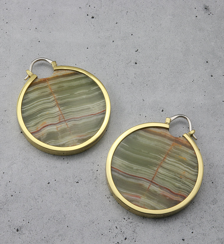 Green Onyx Stone Disc Ear Weights - Image 4