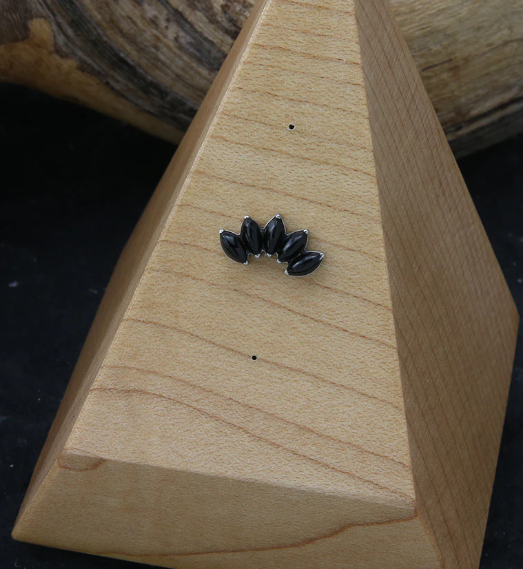 Half Crown Black Onyx Stone Threadless Titanium Top - Image 2