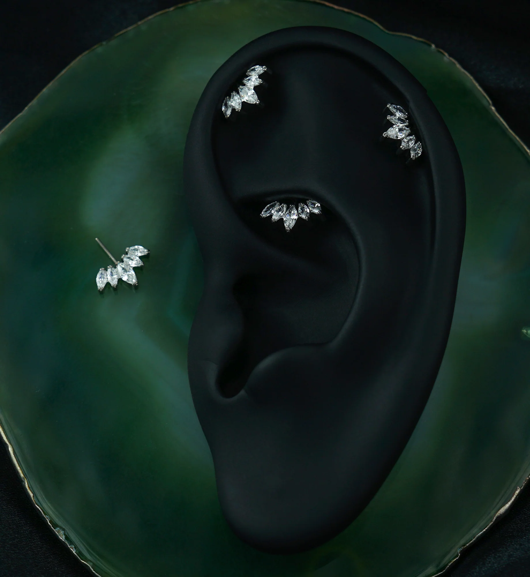 Half Crown Clear CZ Vertical Titanium Threadless Top - Image 2