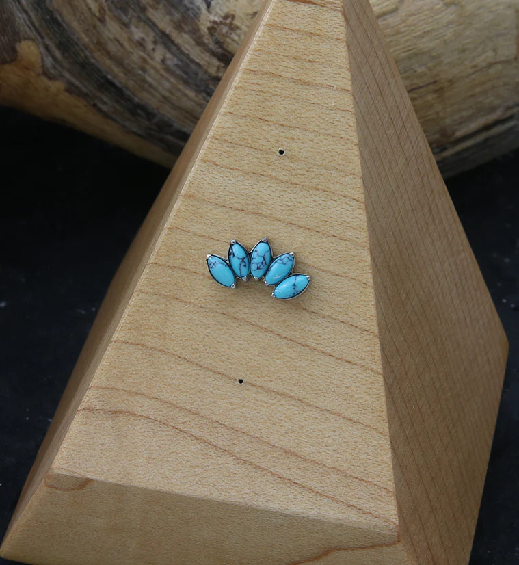 Half Crown Howlite Turquoise Stone Threadless Titanium Top - Image 2
