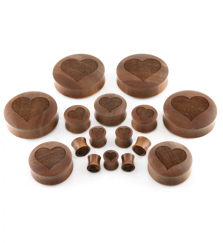 Heart Engraved Wood Plugs - Image 2