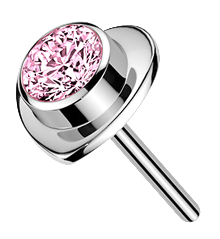 Heart Pop Pink CZ Titanium Threadless Top