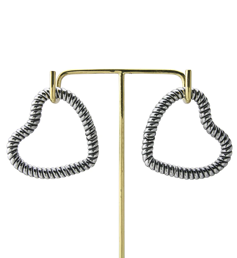 Heart Rope Stainless Steel Hinged Ear Weights - Image 3