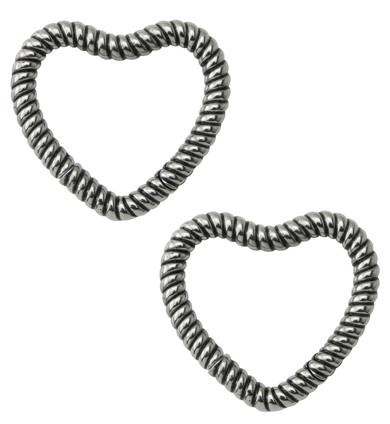 Heart Rope Stainless Steel Hinged Ear Weights - Image 4