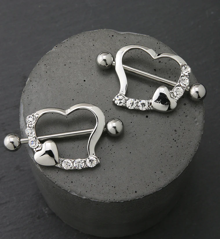 Hearts CZ Diamond Nipple Shield Ring