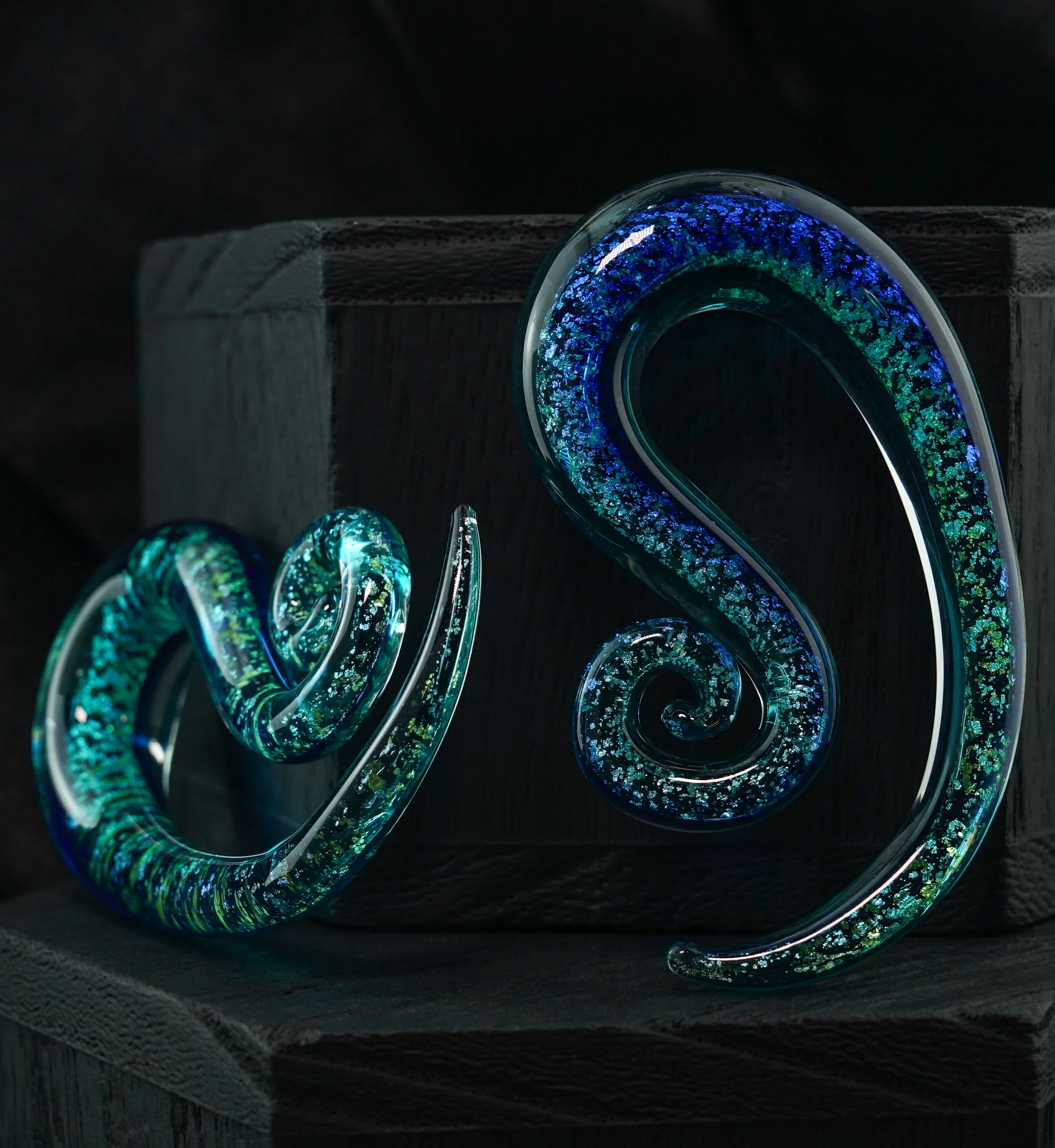 Helical Blue Dichroic Glass Spirals - Image 2