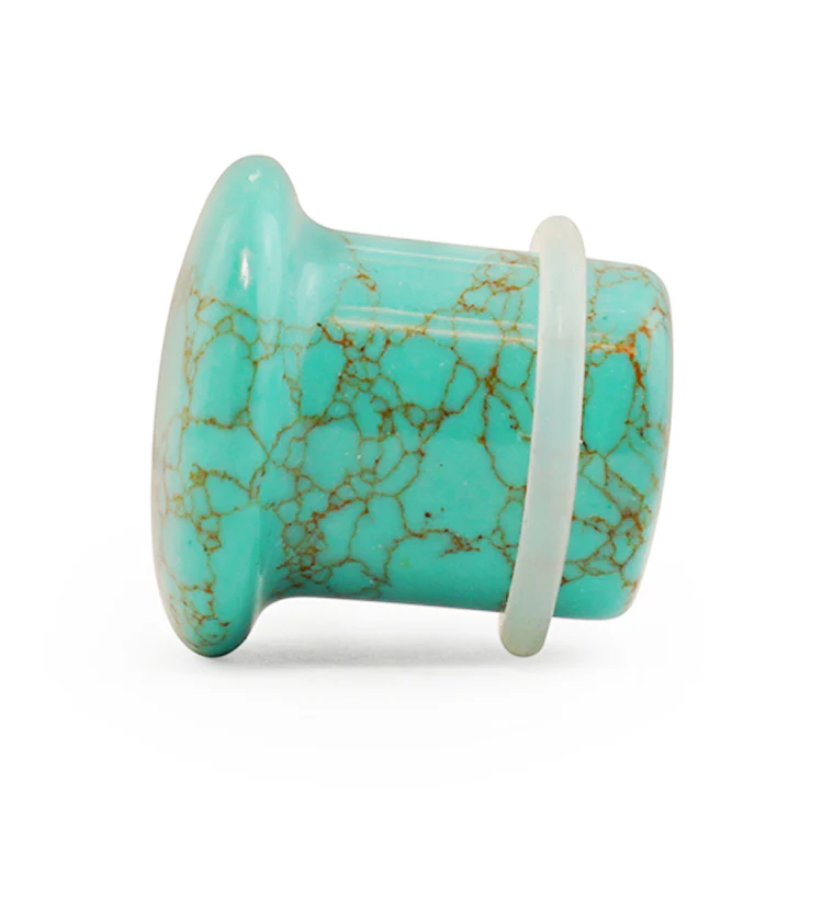Howlite Turquoise Stone Plugs - Single Flare - Image 4