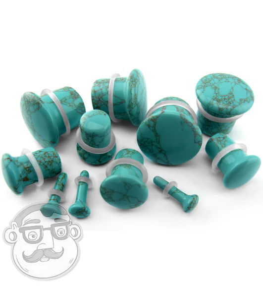 Howlite Turquoise Stone Plugs - Single Flare - Image 5