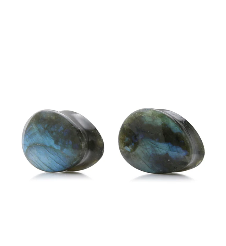Labradorite Stone Teardrop Plugs 5/8" (16mm) - Version 1 - Image 2