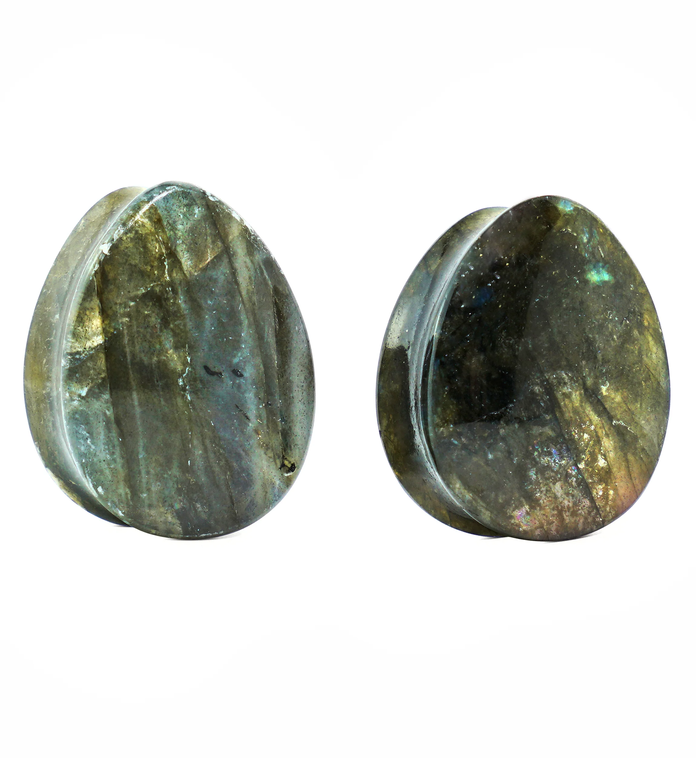 Labradorite Teardrop Stone Plugs 3/4" (19mm) Version 5 - Image 2