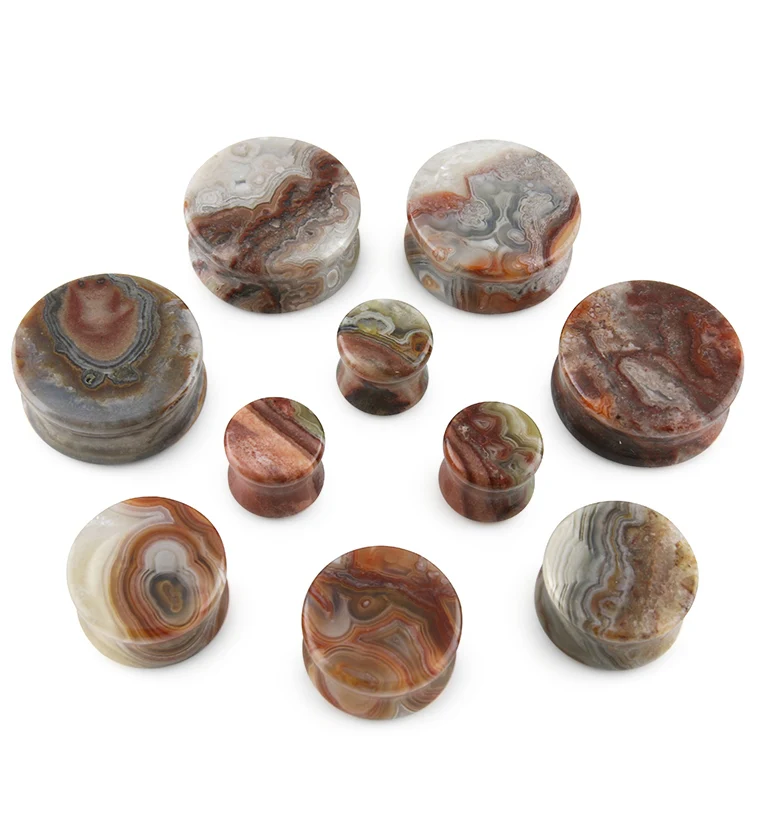 Laguna Lace Agate Stone Plugs - Image 2