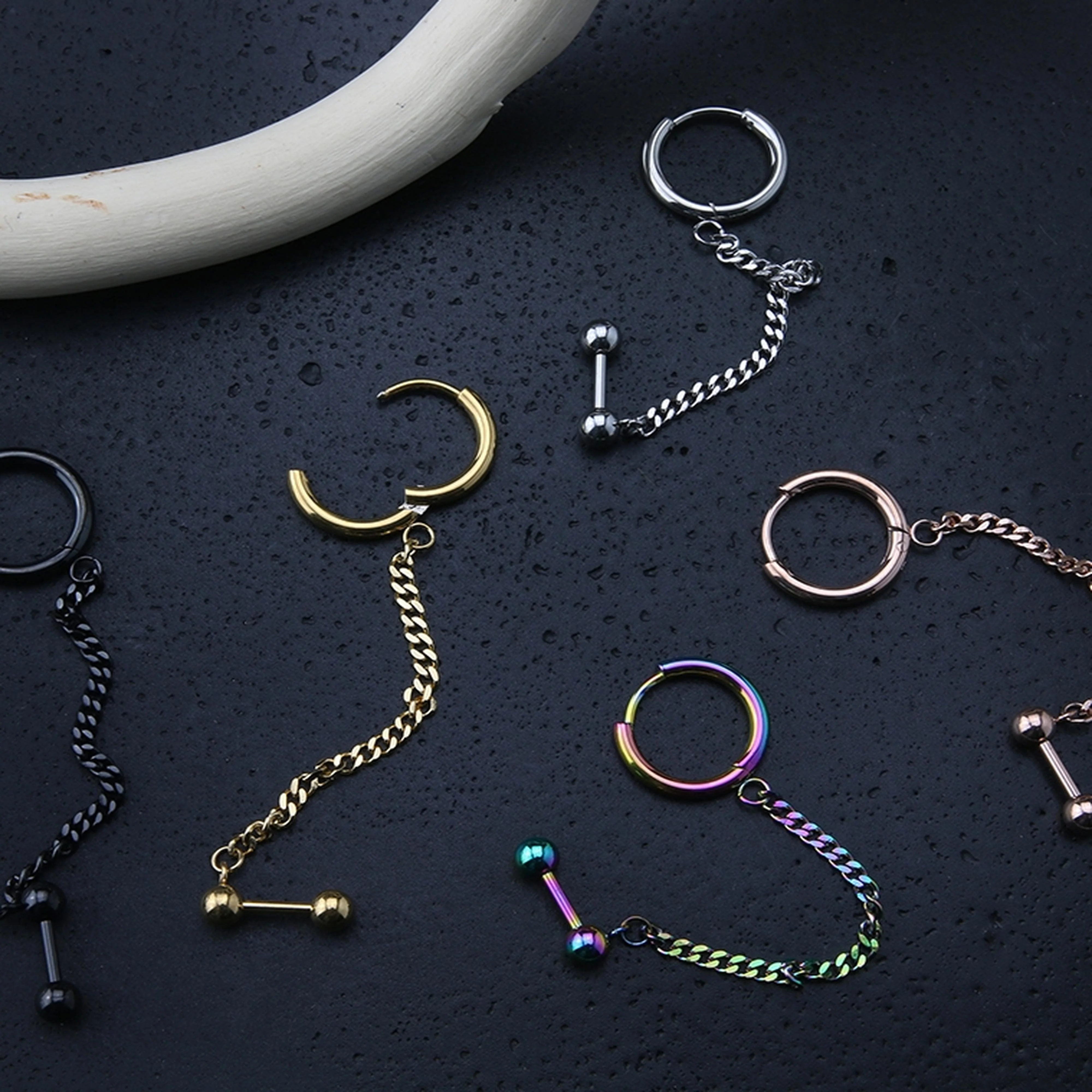 Linked Hinged Hoop Ring & Cartilage Barbell - Image 2