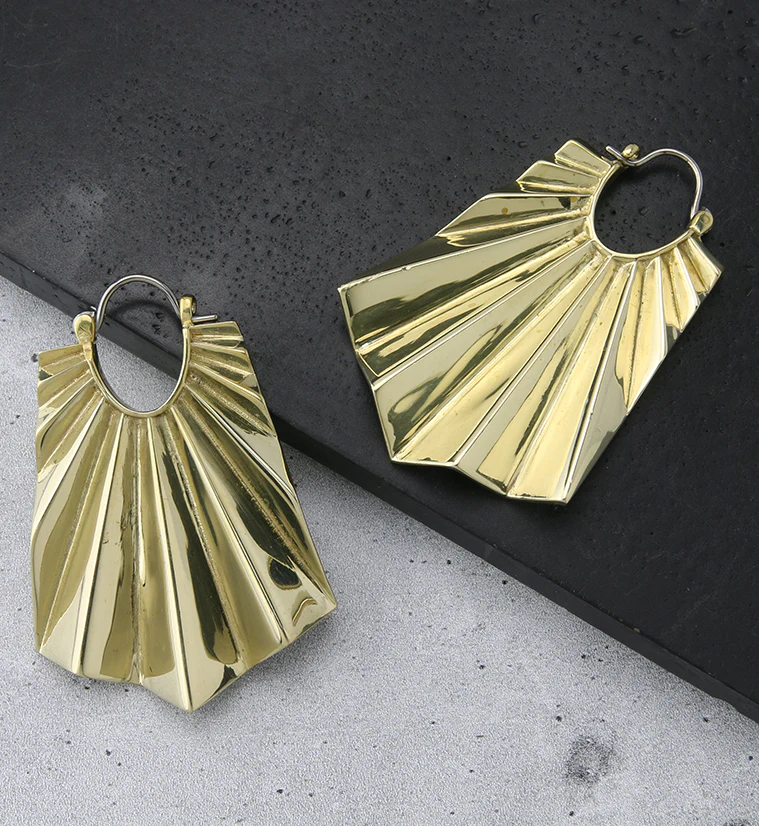 Long Rays Brass Titanium Hangers / Earrings - Image 2