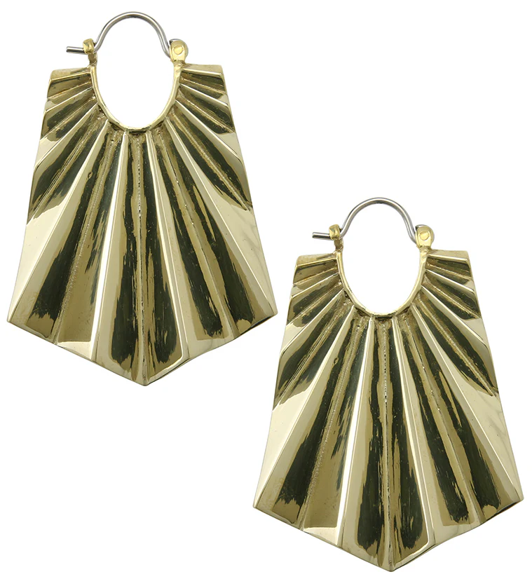Long Rays Brass Titanium Hangers / Earrings - Image 3