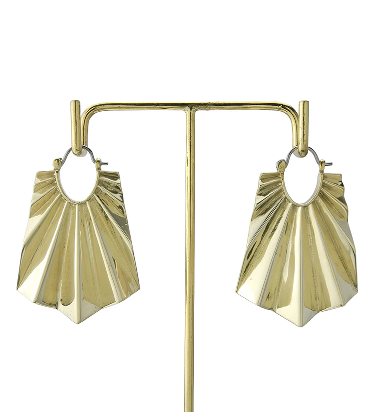 Long Rays Brass Titanium Hangers / Earrings - Image 4
